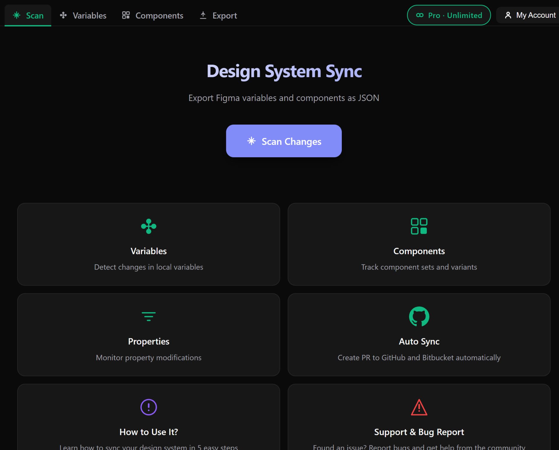 DS-Sync dashboard showing Variables, Components, Properties, and Auto Sync options