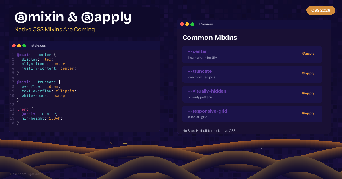 CSS @mixin and @apply -- Native Mixins Are Coming