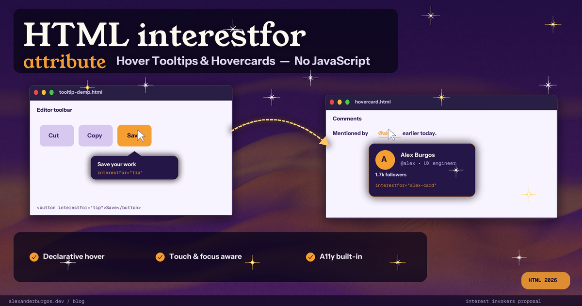 HTML interestfor -- Hover Tooltips and Hovercards Without JavaScript