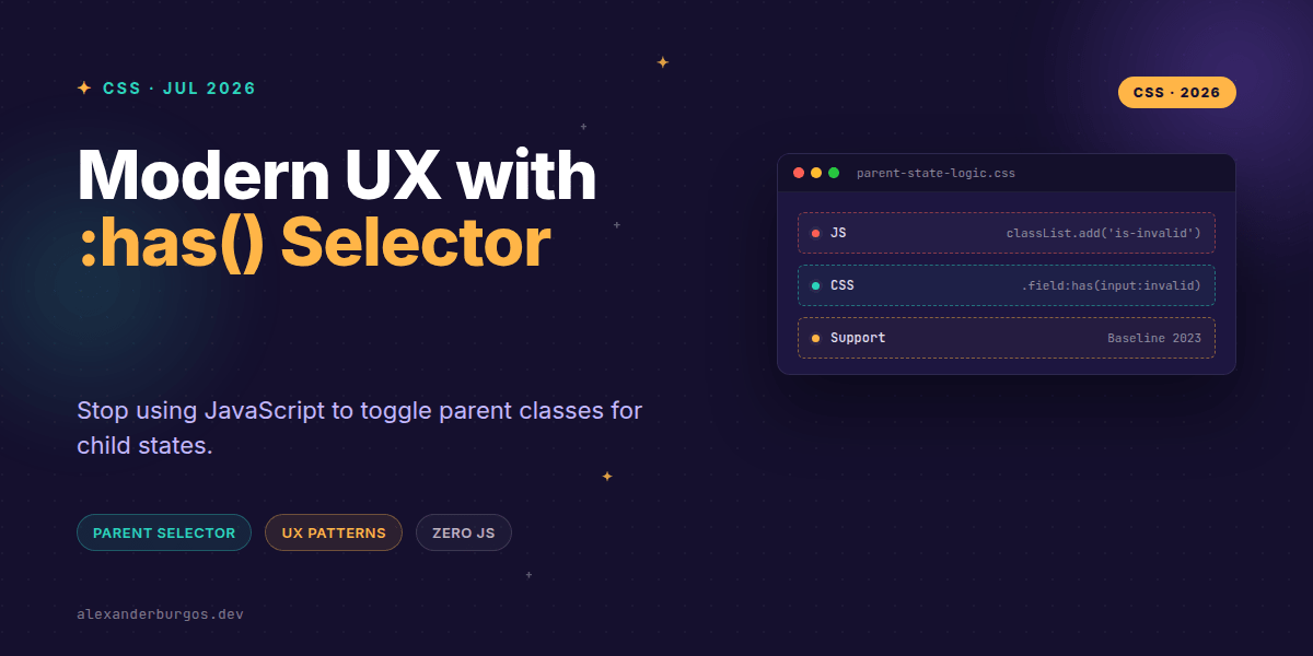 Modern CSS :has() for Parent-State UX Patterns