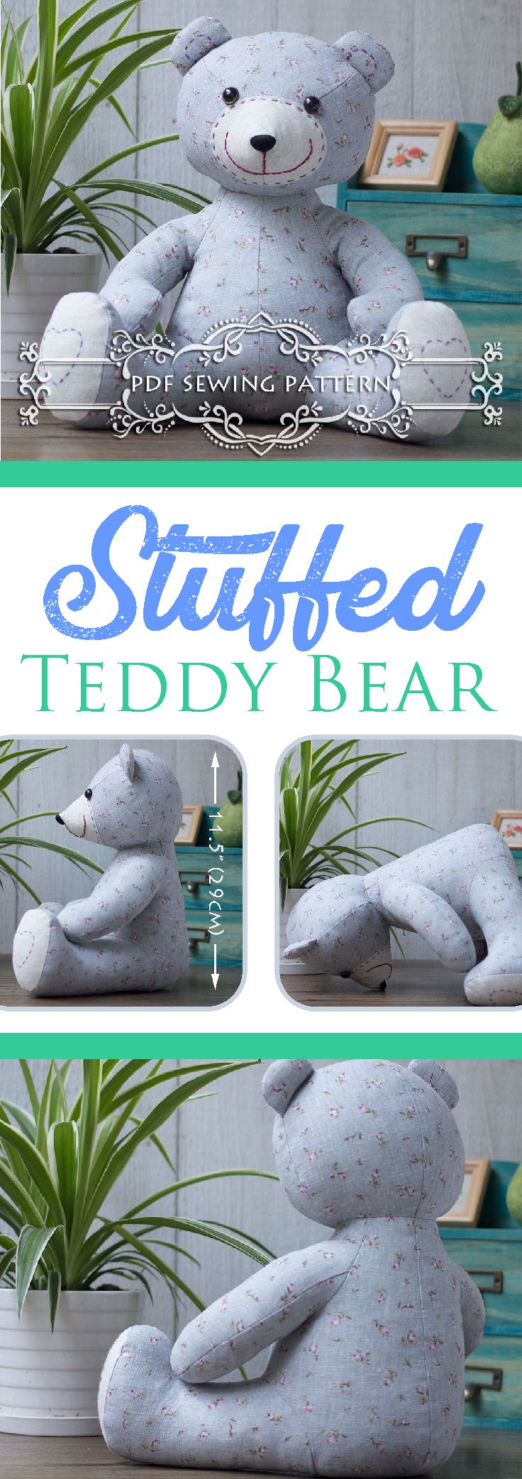 Stuffed Teddy Bear Sewing Pattern