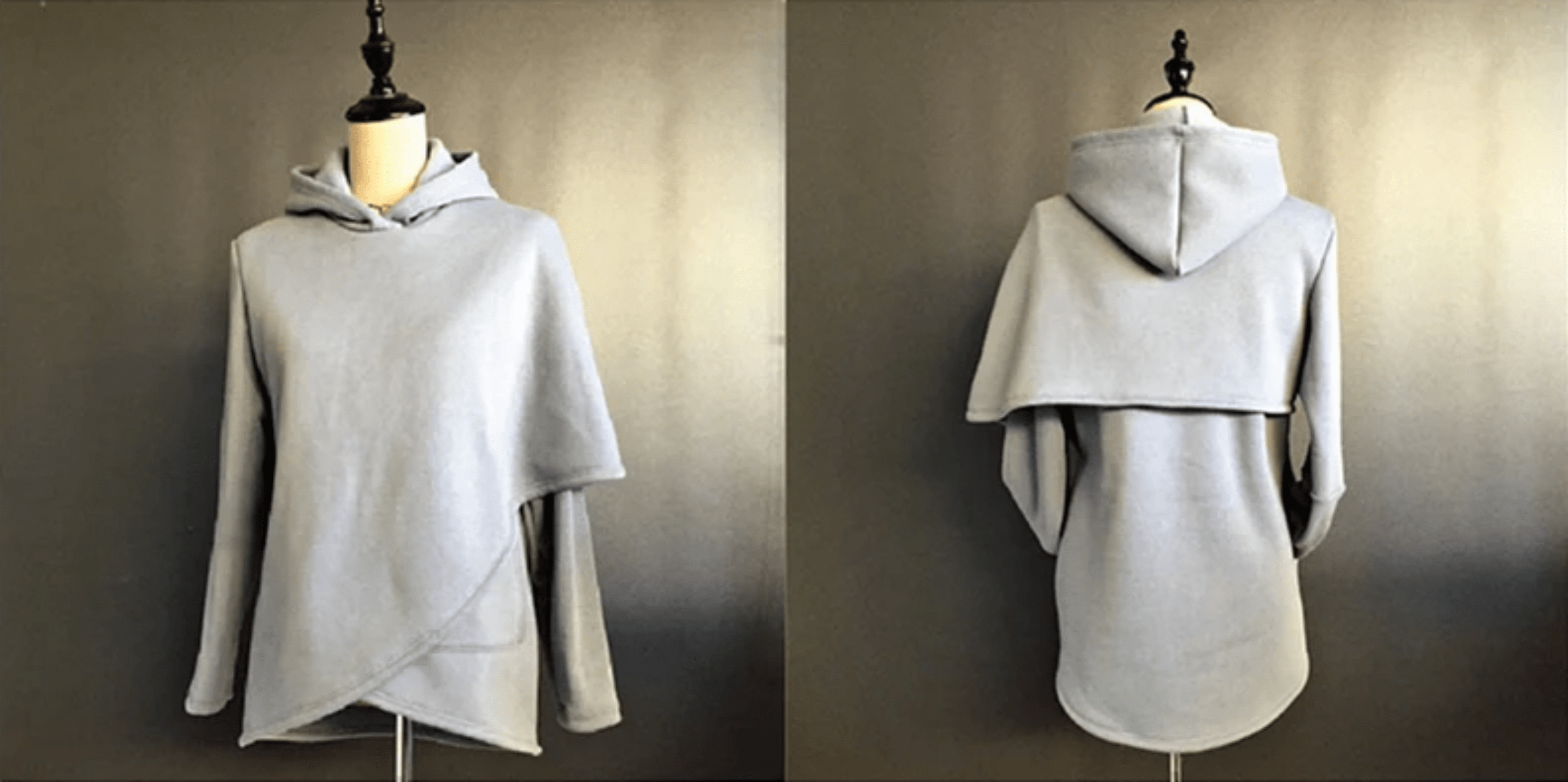 Short hooded cape with slits Sewing Pattern Beginner