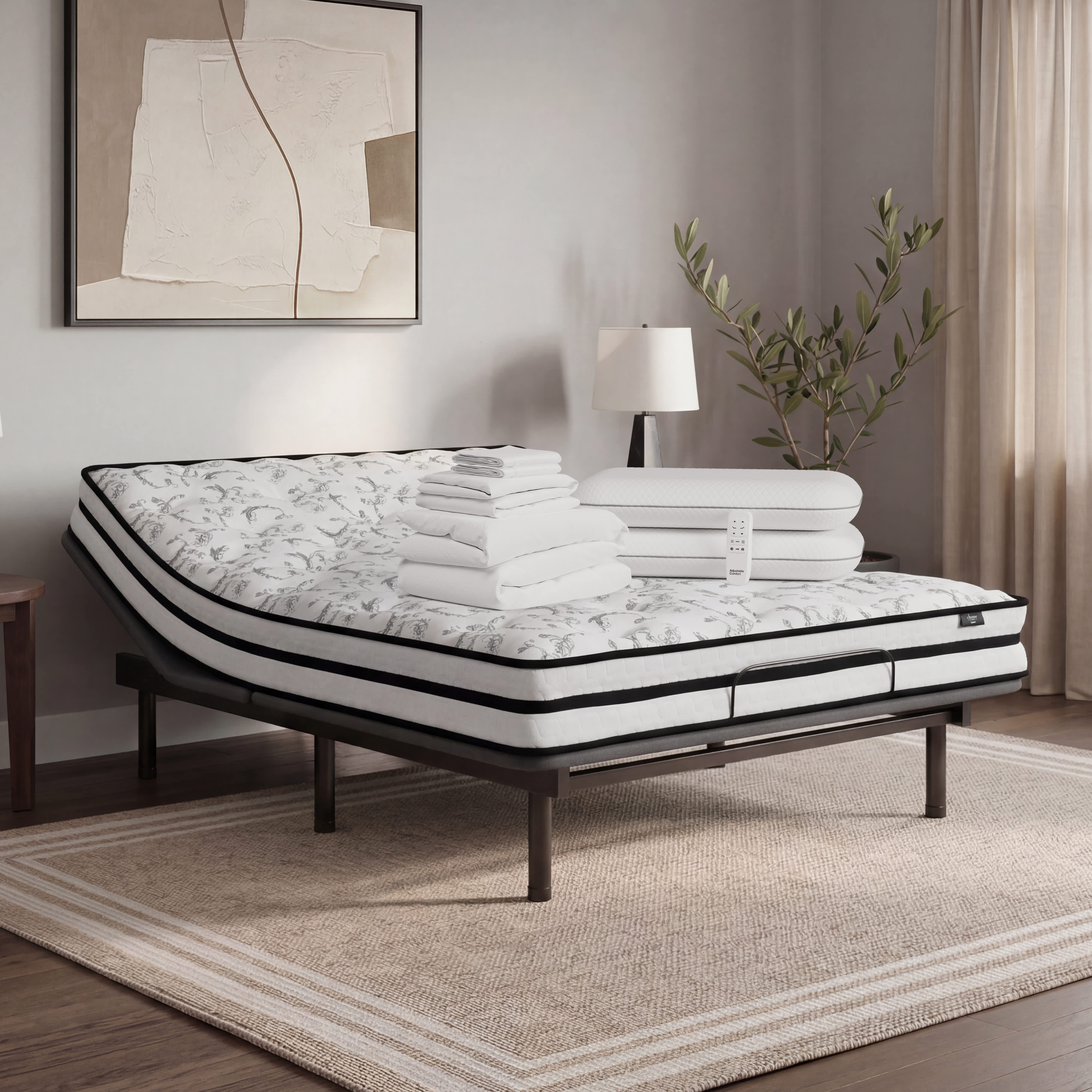 adjustable base, mattress and bedding bundle 