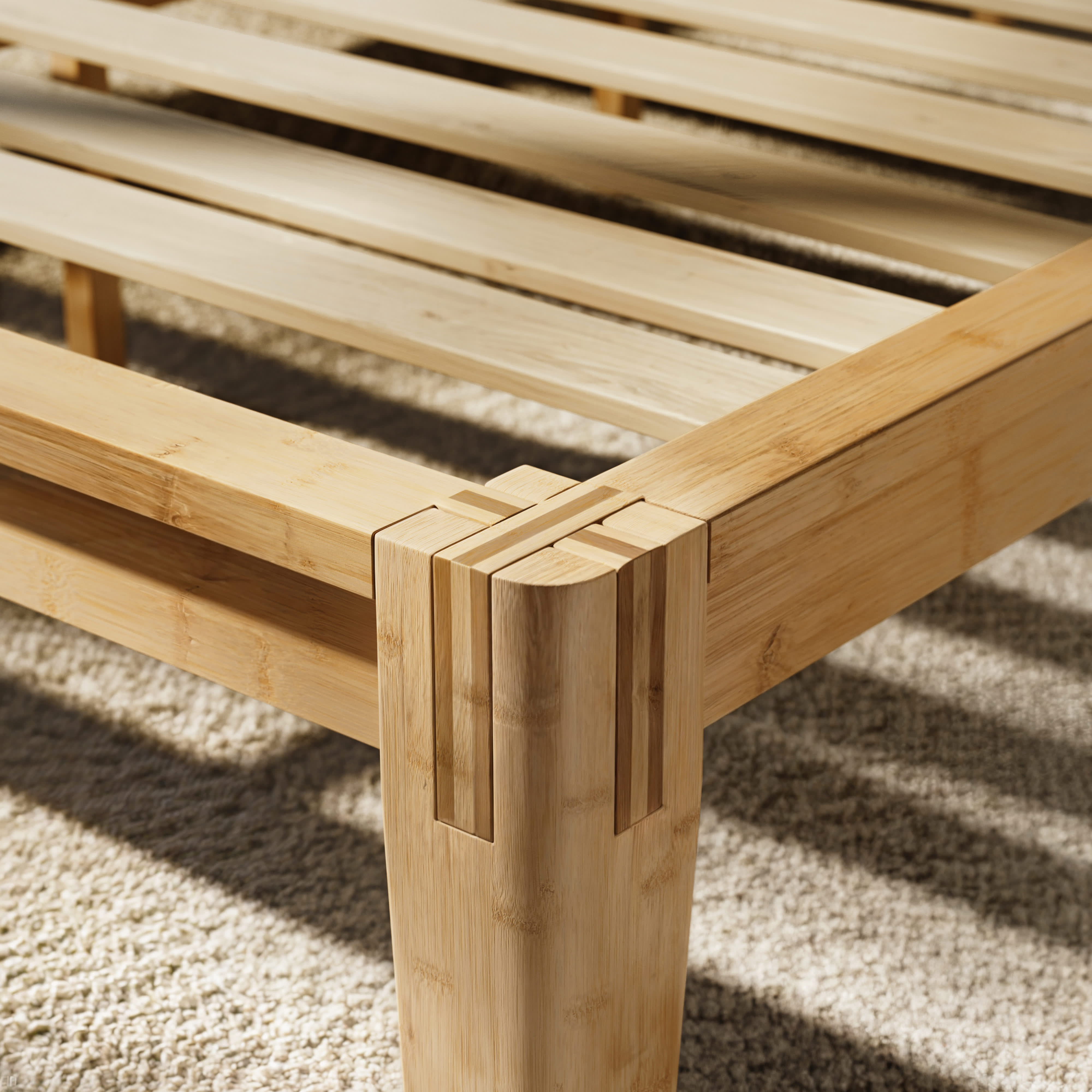 Japanese joinery on bamboo bed frame