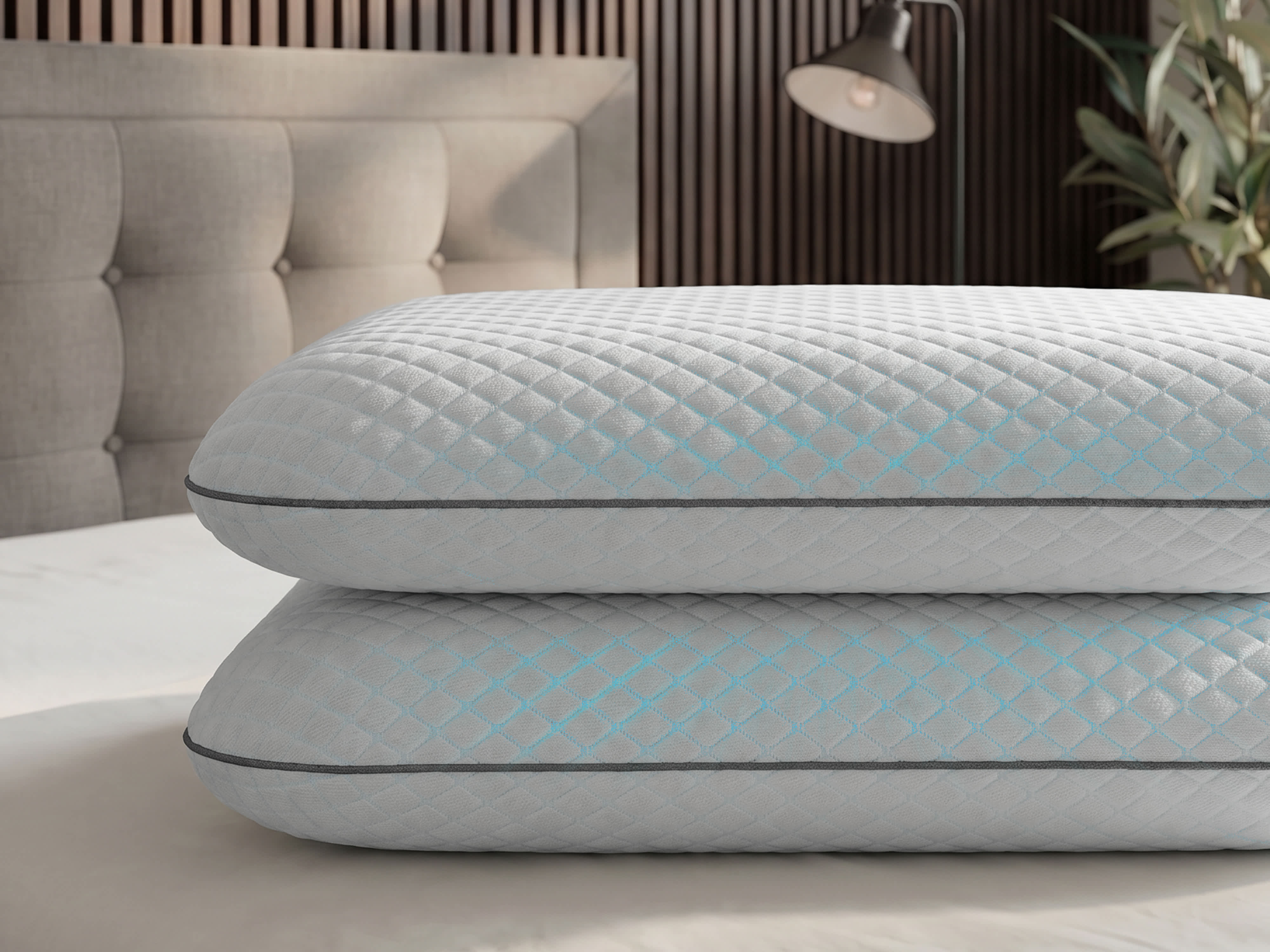 stack of two pillows with cooling effect displayed