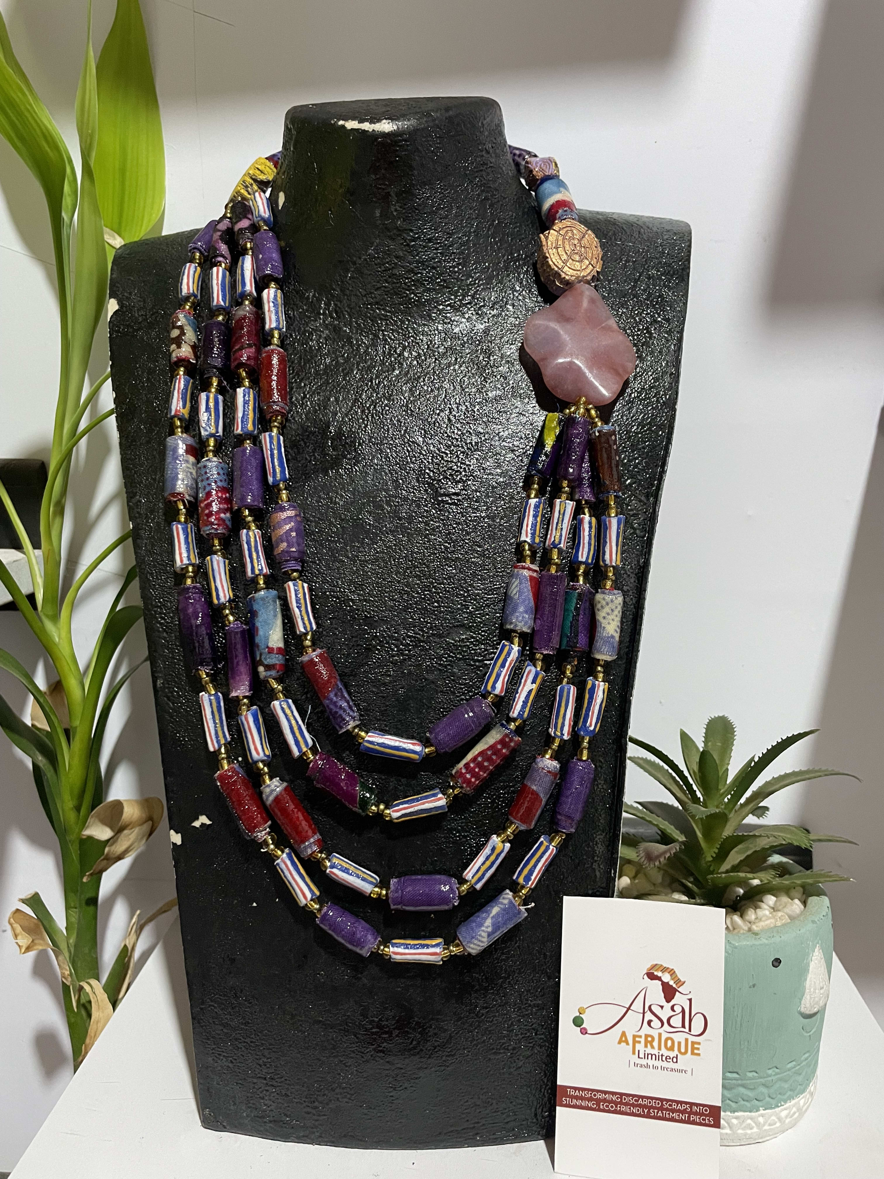 Fabric Necklace in shades of purple