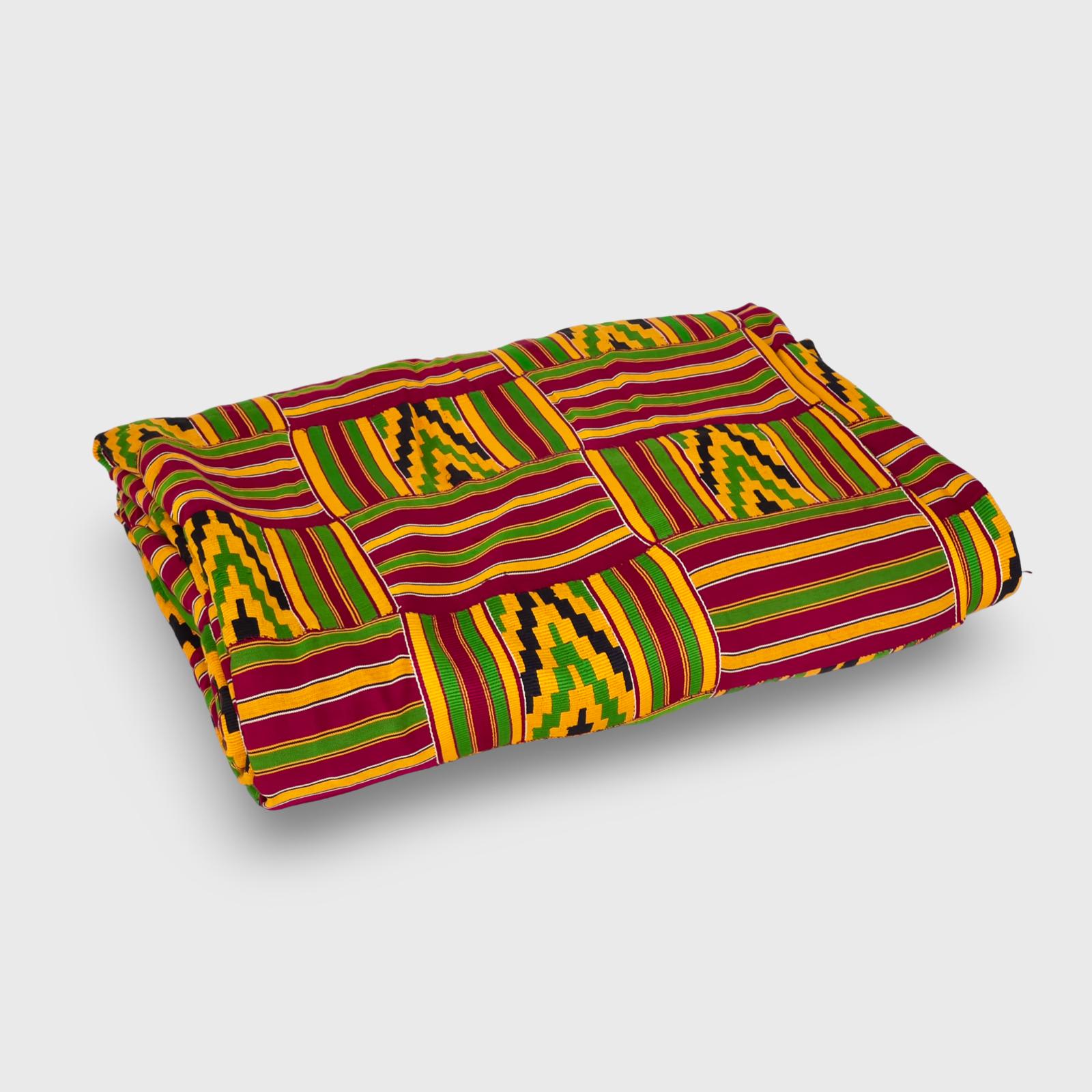 Antique Ashanti Kente – Burgundy, Green & Gold