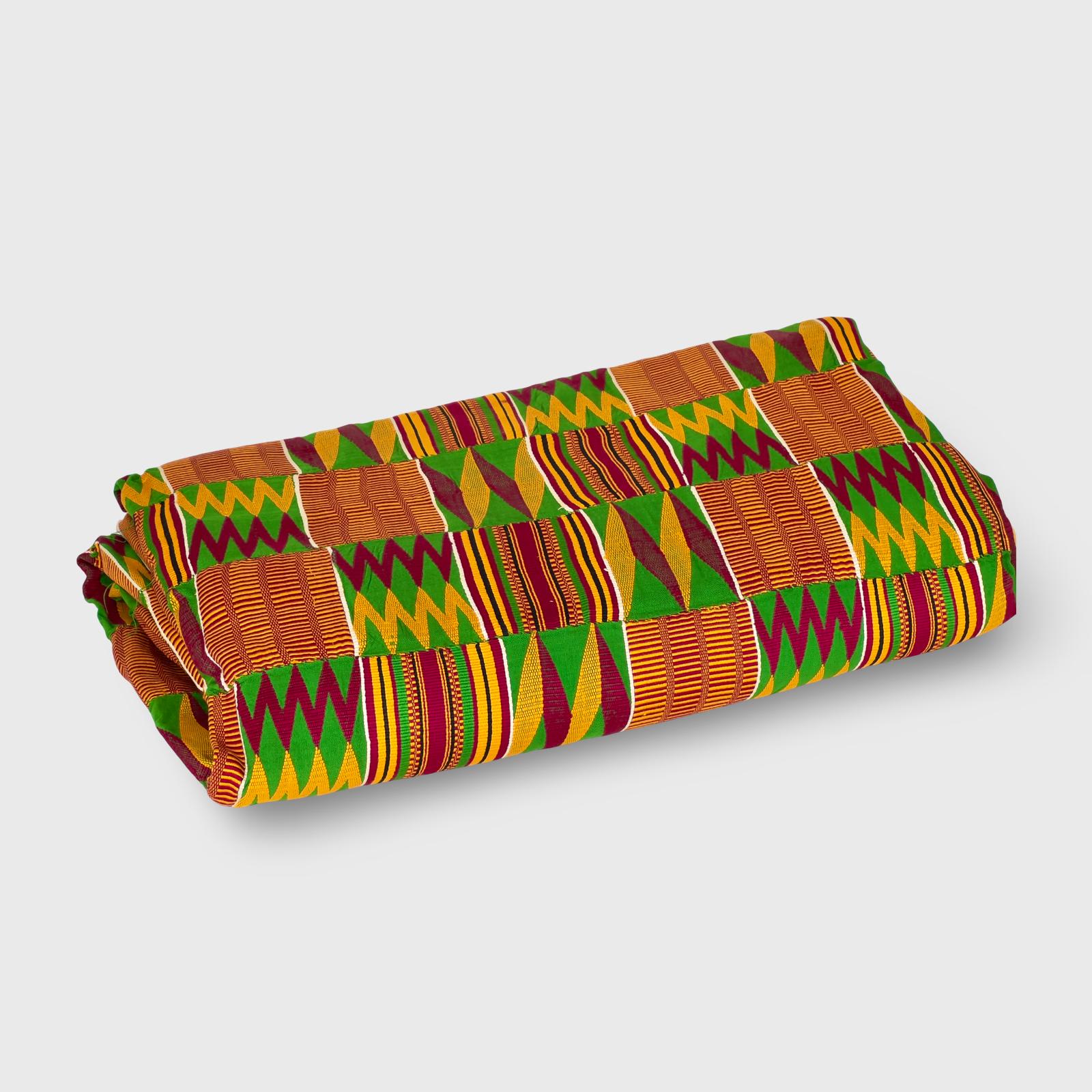 Antique Ashanti Kente – Green, Gold & Burgundy