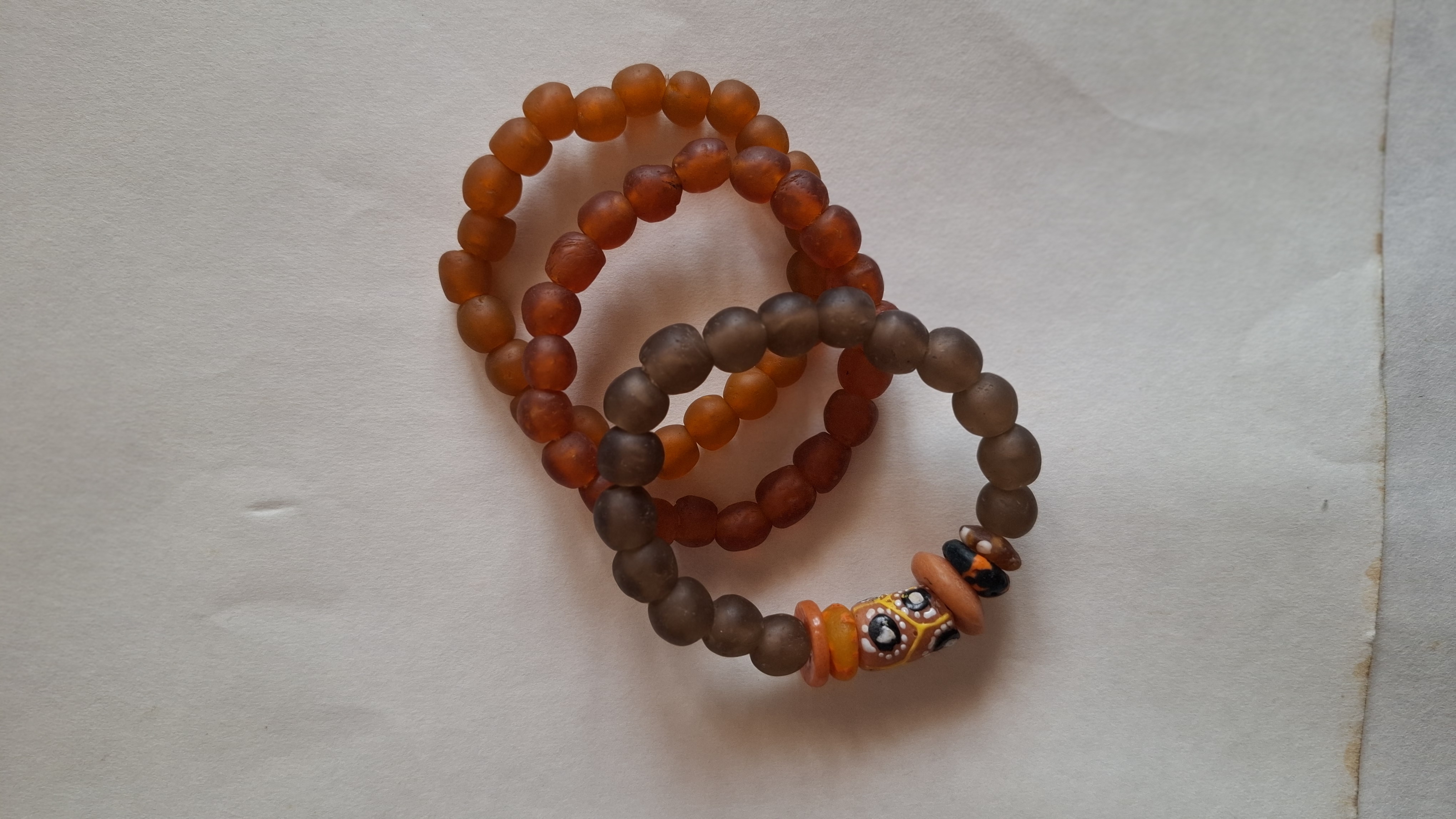 Trio stacked Krobo beads bracelets