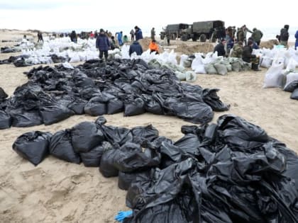 Минприроды: Более 102 тыс. тонн песка с мазутом вывезли с побережья Черного моря