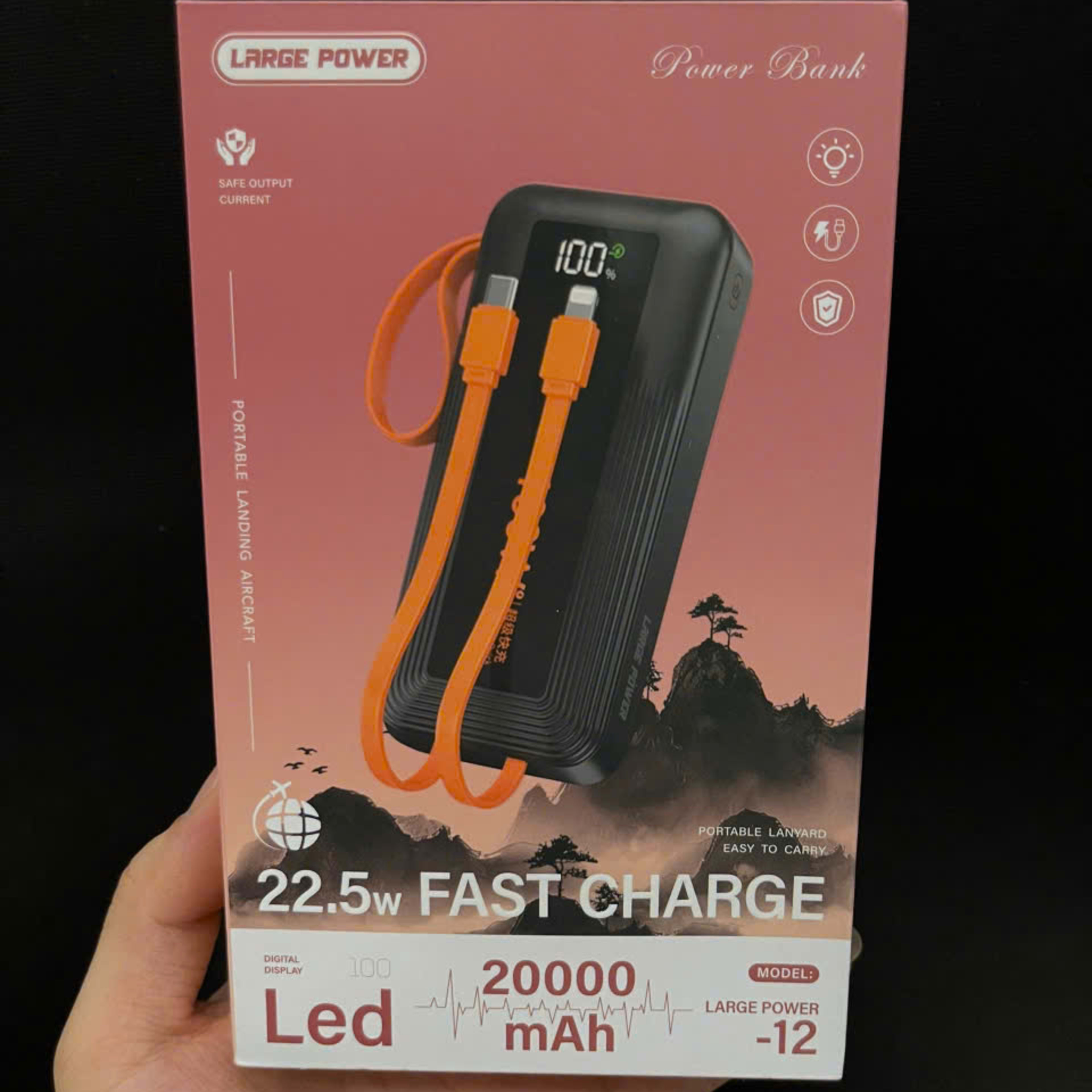 Sạc dự phòng LP-12 20.000mah sạc nhanh 22.5W kèm 2 dây sạc + Đèn Pin siêu sáng 