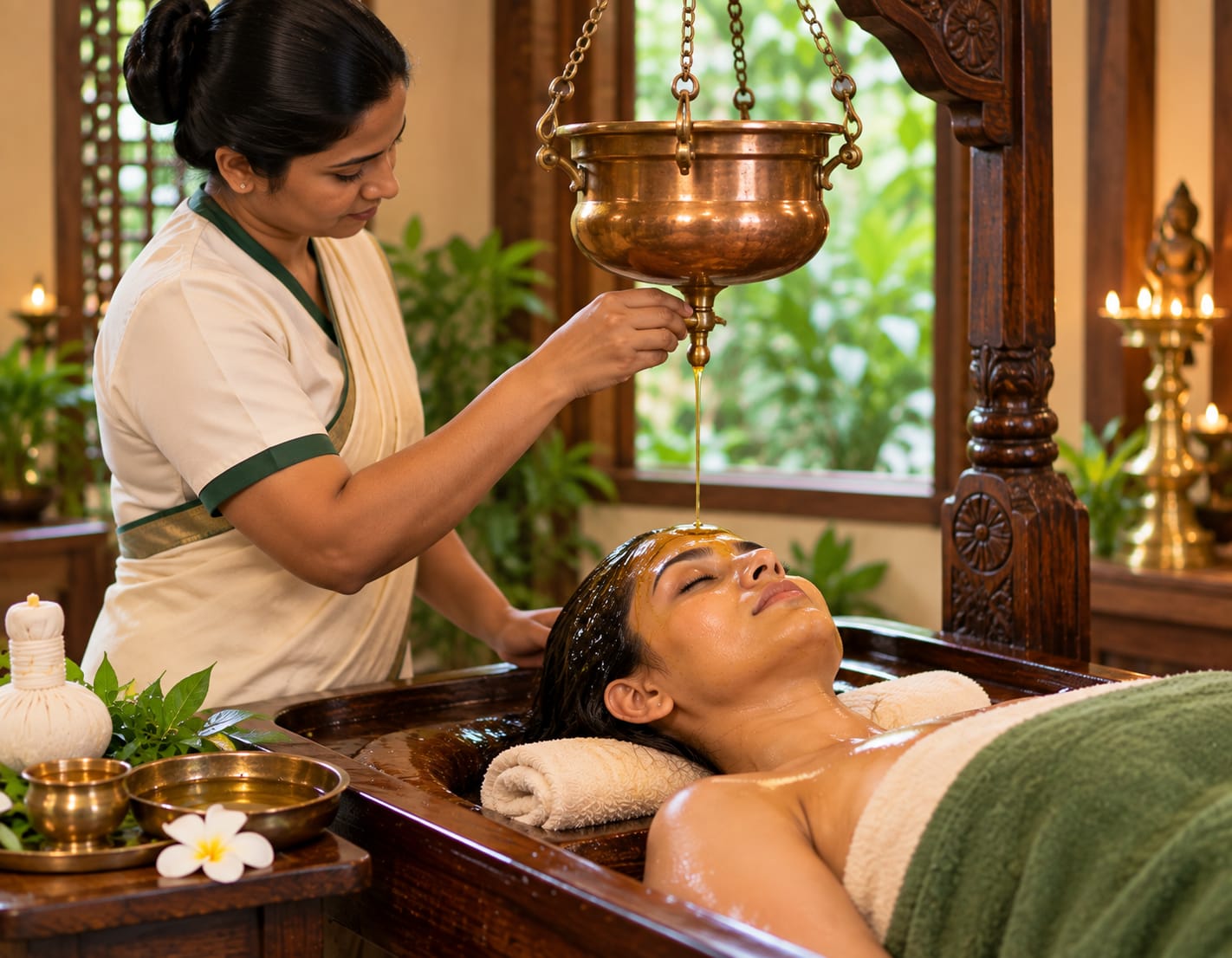Shirodhara wellness treatment