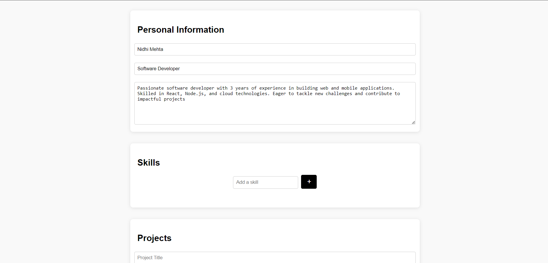 Portfolio Creation Form