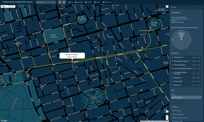 Map with paths drawn on it