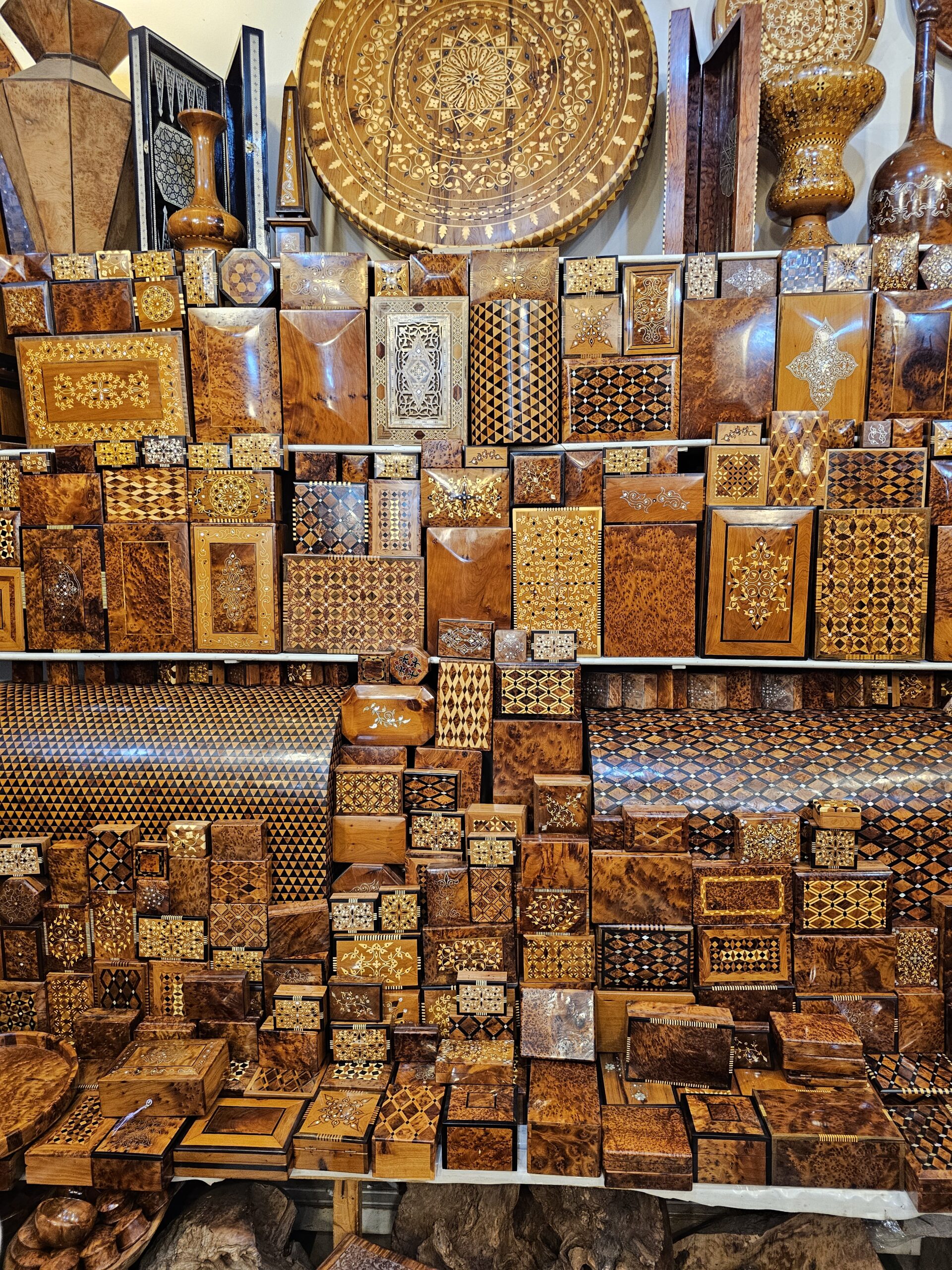 Marquetry in its finest on Thuya wood, from the Atlas mountains of Morocco