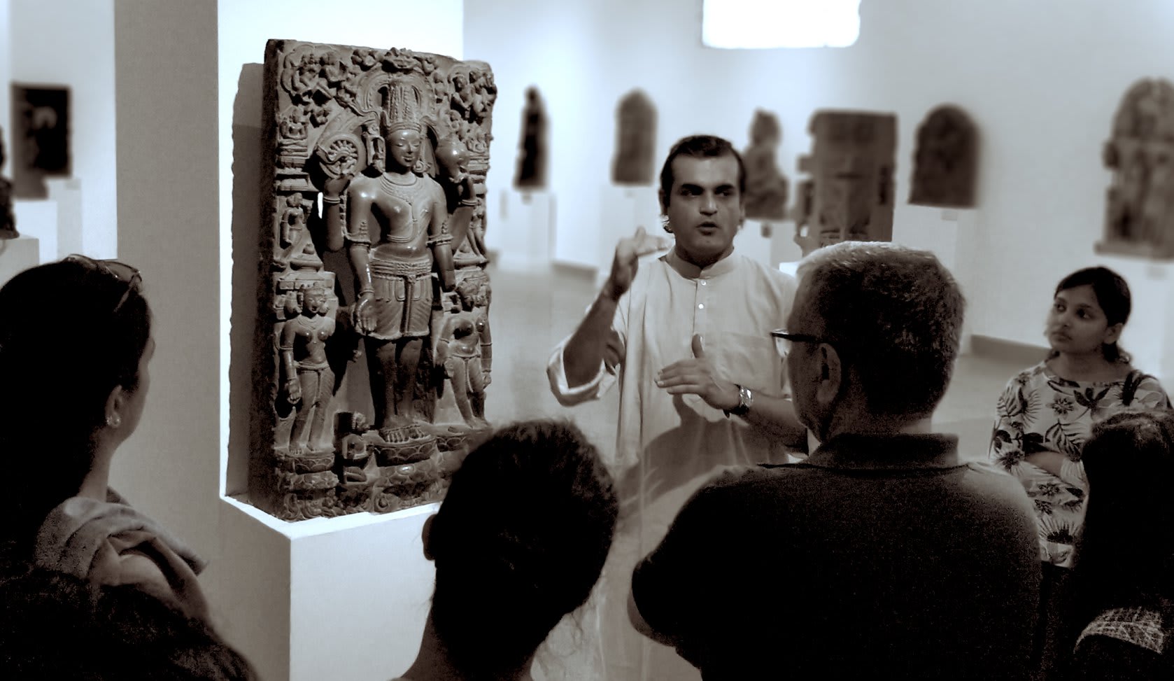 Host speaking during mythology event