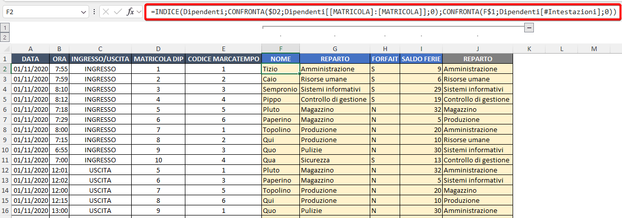 formula finale indice confronta excel con riferimenti strutturati tabelle excel