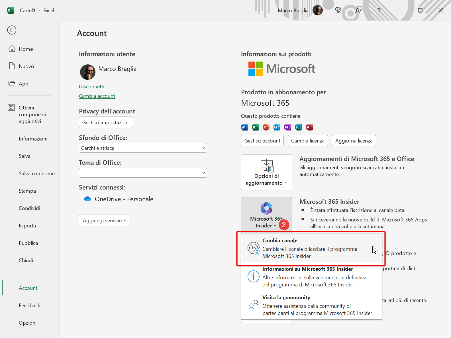 microsoft 365 insider, cambia canale
