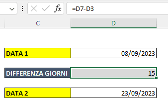 Differenza semplice tra due date in Excel