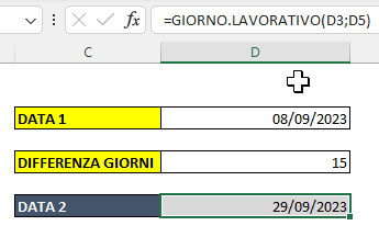 Formula GIORNO LAVORATIVO in Excel