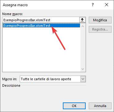 selezione macro per pulsante