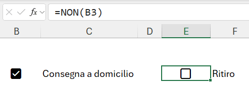 forzare il valore di una checkbox con formula in excel 365