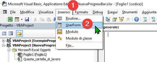 inserire una userform