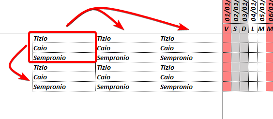 Copia e inserisci righe e colonne in Excel