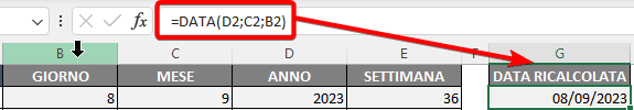 Costruire data in Excel a partire dalle componenti ANNO, MESE e GIORNO