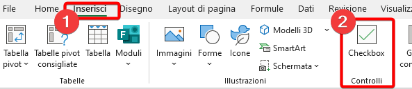 inserire nuova checkbox excel 365
