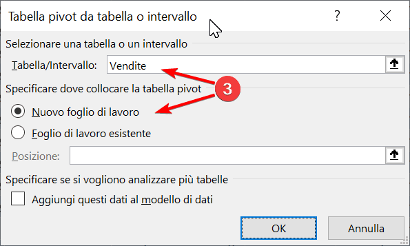 inserimento tabella pivot, maschera di selezione