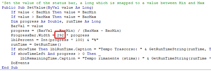 cambiare width nel vba