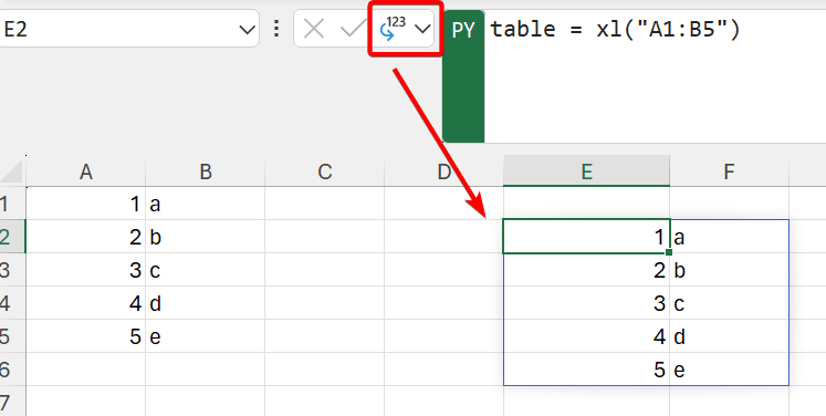 python in excel, output valore di excel