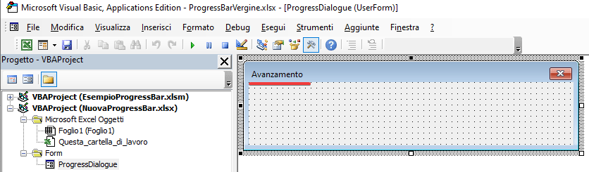 ridimensione e rinonima la userform