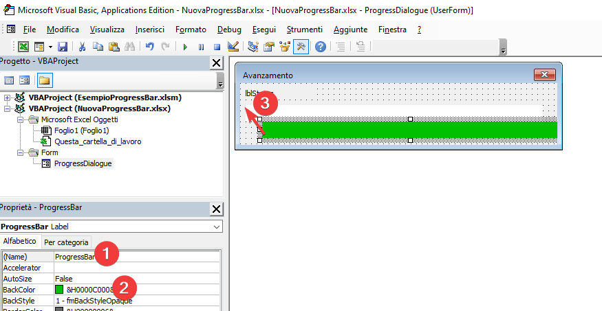 label progress bar