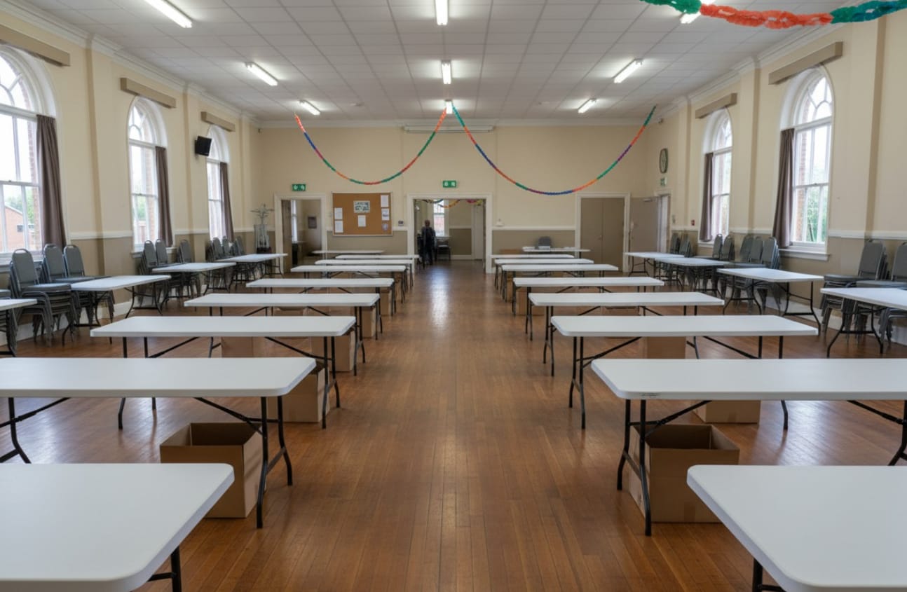 Image of 1.8m White Trestle Table Hire