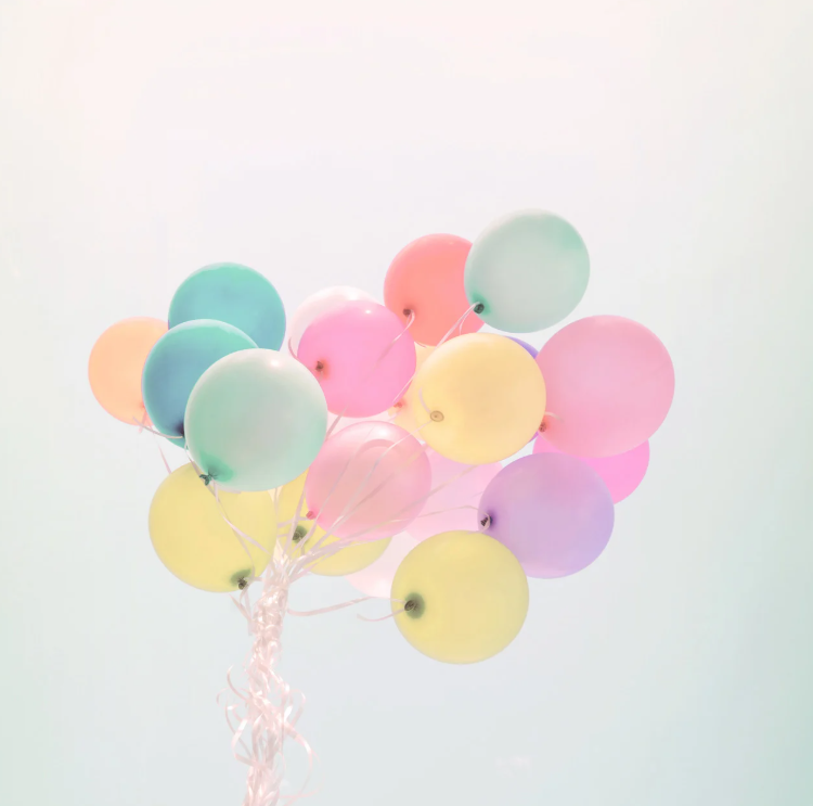 Colorful pastel balloon arrangement
