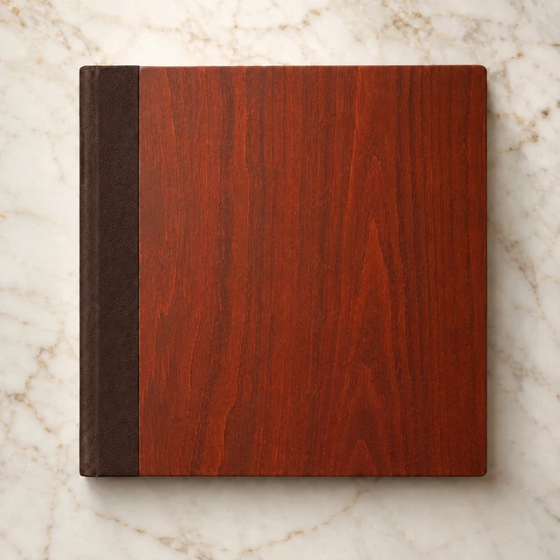 Chocolate leather wooden album preview