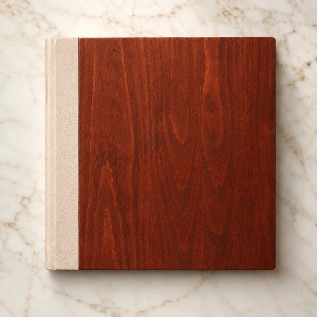 Latte leather wooden album preview
