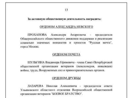 Депутат УГД Николай Лазарев награжден государственной наградой – Орденом Дружбы