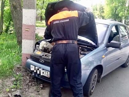 На улице Маяковского девушка за рулём «Калины» врезалась в столб