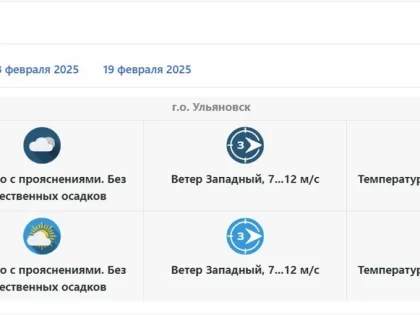 17 февраля ульяновцам не обещают осадков