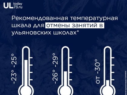 В Ульяновске из-за крепких морозов для учеников  1 — 8 классов отменяют занятия