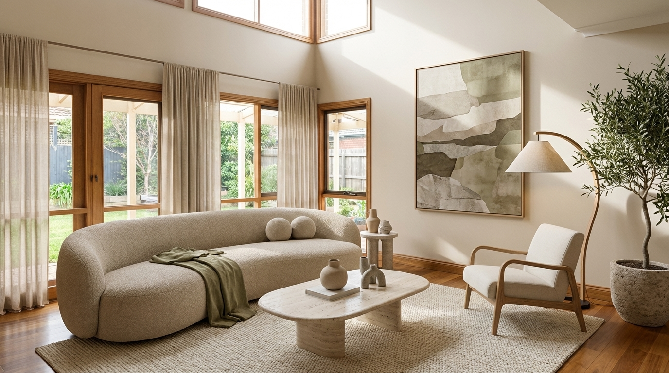 Soft neutral interior styling result