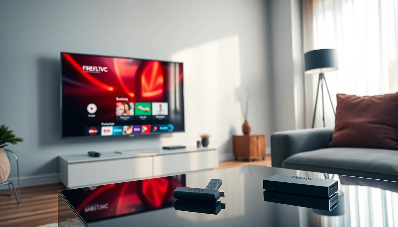 Minimal blue-white infographic showing how IPTV works: IPTV server on the left, playlist formats (M3U, Xtream, MAG) in the center with arrows, and IPTV apps like Smarters, TiviMate, XCIPTV, Dino OTT on the right displayed on Smart TV, Firestick, and smartphone icons