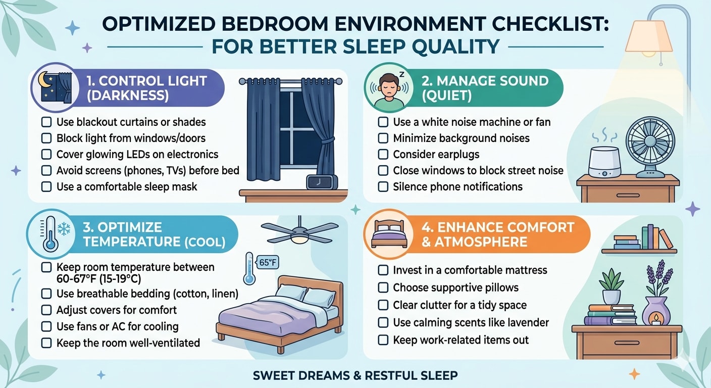 Optimized bedroom environment checklist for better sleep quality