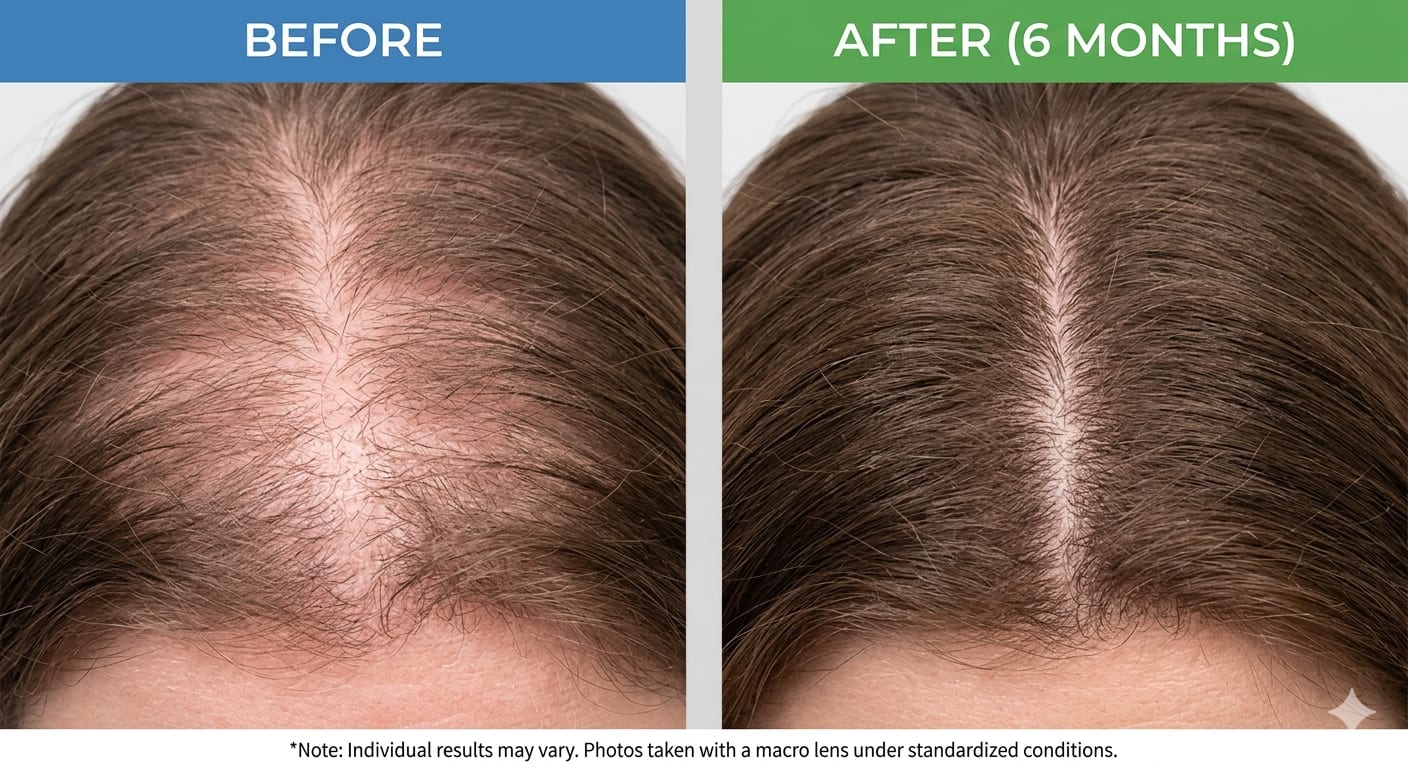Comparison of hair thickness before and after scalp treatment routine