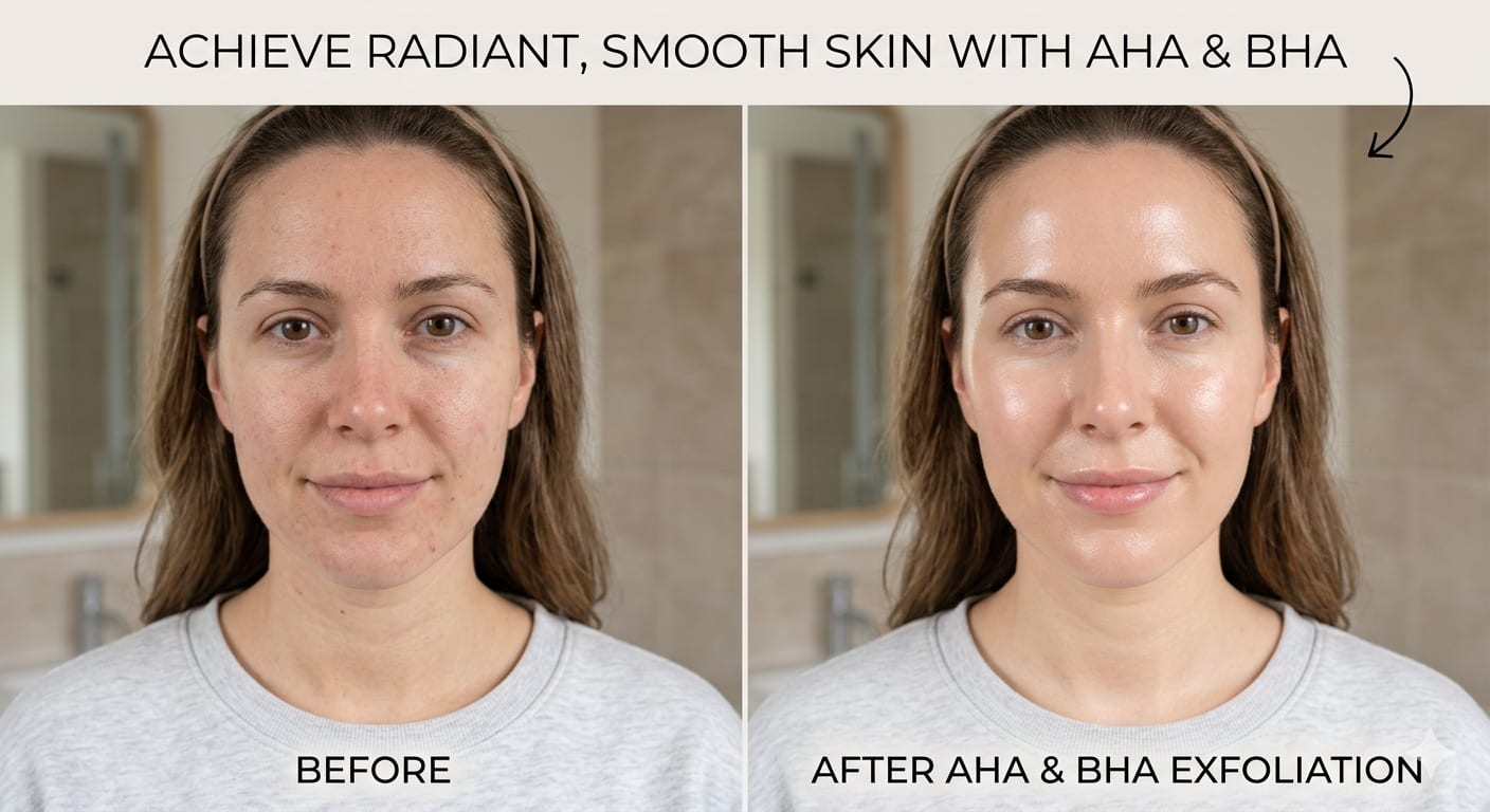 Woman with smooth radiant skin from proper chemical exfoliation