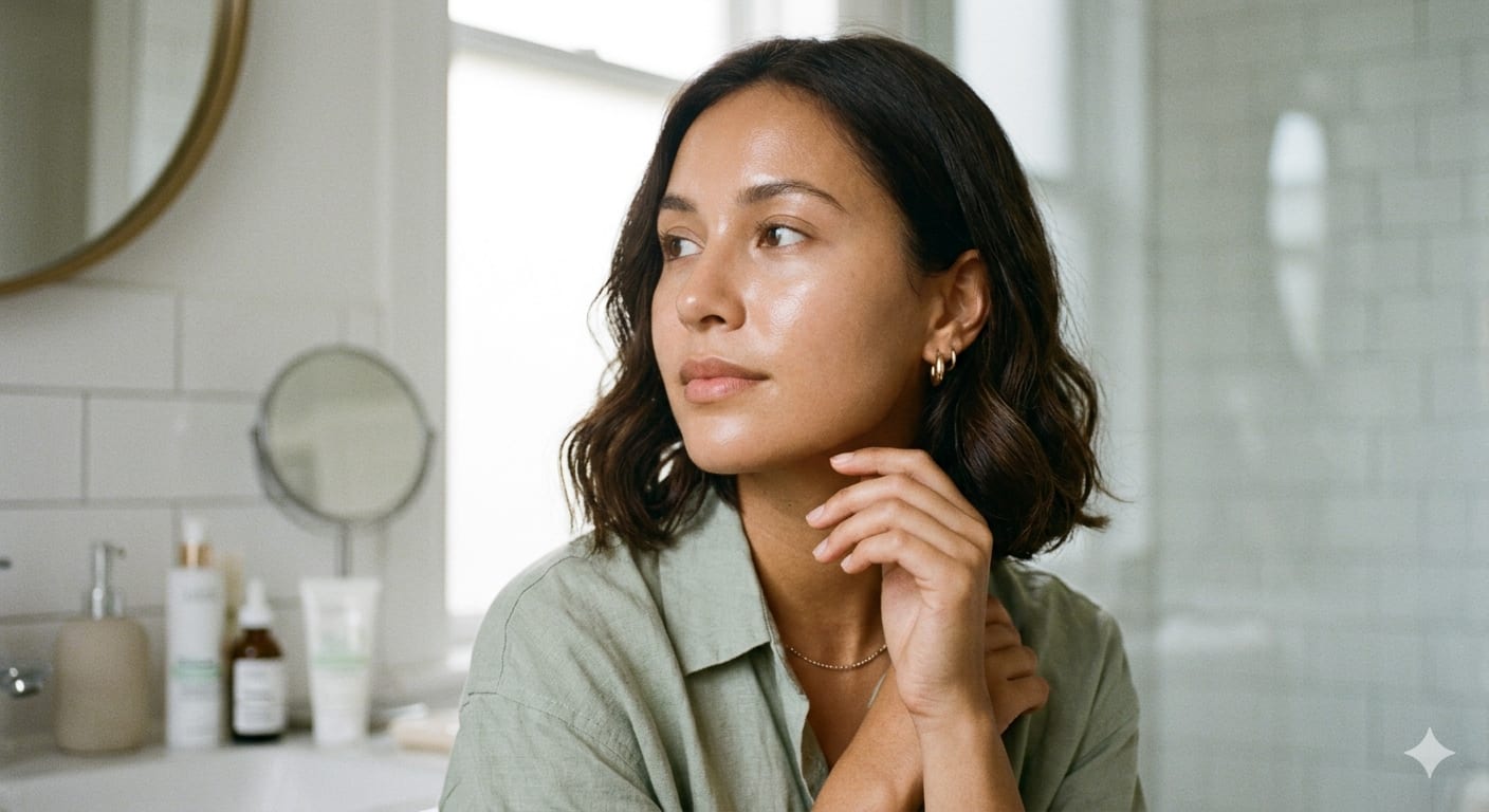 Woman with radiant smooth skin transformation from AHA BHA exfoliation