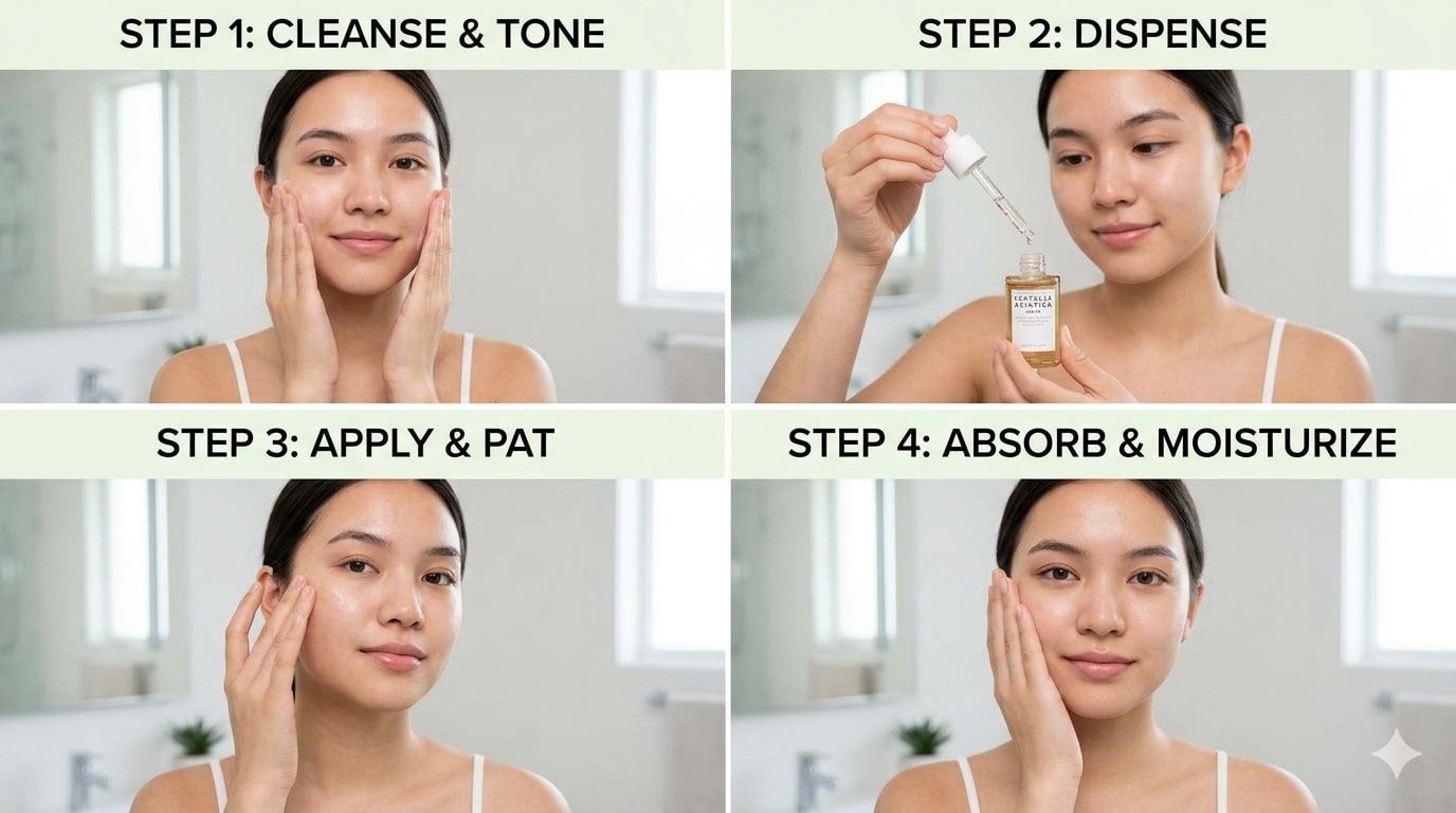 Applying centella asiatica serum correctly